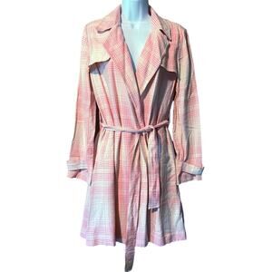 🔥HOST PICK🔥 NWT Lauren Conrad Designer Trench Coat Pink and White with Tie Waist